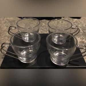 Bormioli Rocco Set of 4 Oslo 3.5 oz. Espresso Cups with Stainless Steel Handles